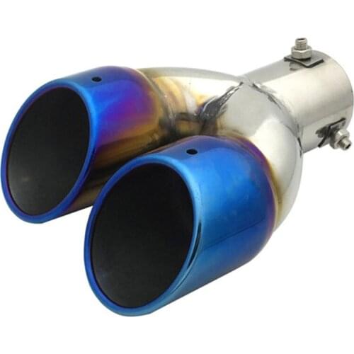 Universal Stainless Steel Dual Rear Noise Canceller Car Exhaust Pipe Muffler Tail Pipe Double Outlet Tailpipe