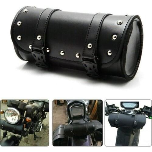 Motorcycle Leather Universal Tool Round Roller Saddle Bag fork for Travel Suitcase