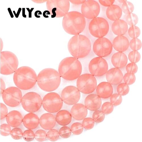 WLYeeS Natural Stone Watermelon red Stone beads 6 8 10 12mm Round space Loose Bead for Jewelry Bracelest Making DIY Accessories