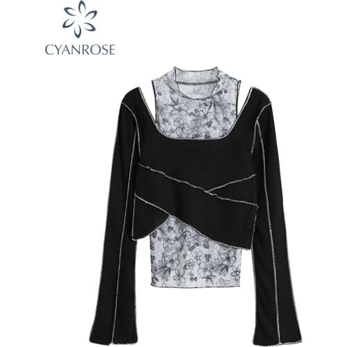 2021 Summer 2 Pieces Sets Tops Sexy Egirl Streetwear T Shirt Women Harajuku Grunge Retro Slim Party Club Bar Tees Outfits Ladies