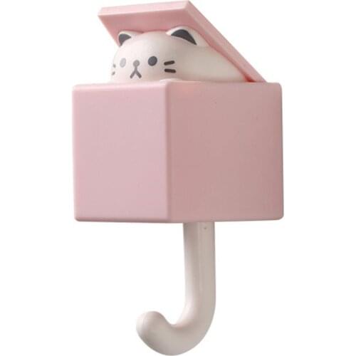 1/2pc Creative Cute Hidden Cat Wall Hanging Hook Clothes Hat Scarf Key Hanger Rack Wall Decoration Free Punching Storage Rack