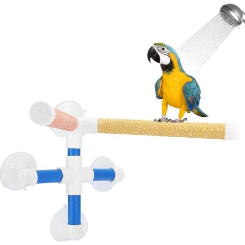 Bird Supplies Parrots Shower Standing Pole Bathing Four Suction Cups Frosted Coating Bird Perch Toy