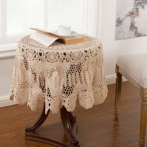 100cm Cottage Shabby Chic Vintage handmade crocheted Cotton Round Table cloth