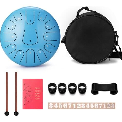 12 inch 13-Tone Steel Tongue Drum Hand Pan Drums with Drumsticks Percussion Musical Instruments