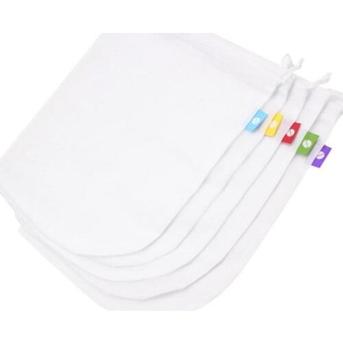 Supermarket mesh cloth bundle pocket green fruit and vegetable mesh storage bag half round round 5 set