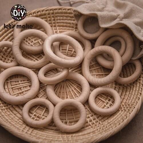 Lets Make 5PCS Maple Wooden Teether Ring Baby Teething 55mm 40mm Wooden Crafts Toys For Baby Rattles Wood Ring Crib Teether