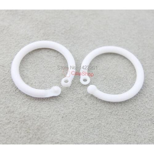 50 Pcs / Lot 17.5mm 0.68" Plastic Open Loose Leaf Hinge Snap Ring for Gate key Clip Ring Whtie