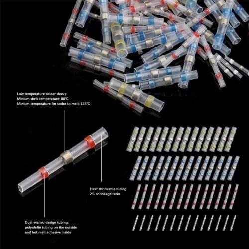 60PC Waterproof Solder Seal Heat Shrink Butt Connectors Soldering Sleeve Electrical Wire Cable Terminal Connector Kit