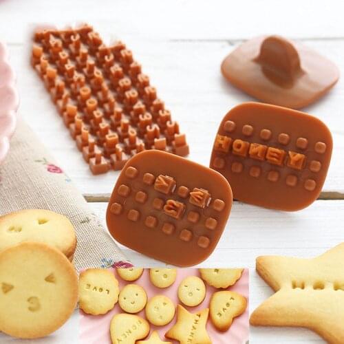 Alphabet Letter Number Cookie Press Stamp Embosser Cutter Fondant Mould Cake Baking Tools Cookies Stencil Movable Type Printing