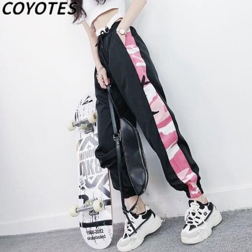 COYOTES Womens Pant Elastic Waist Unisex Loose Harem Pants Women Harajuku Korean Chic Comfortable Trousers Daily Streetwear