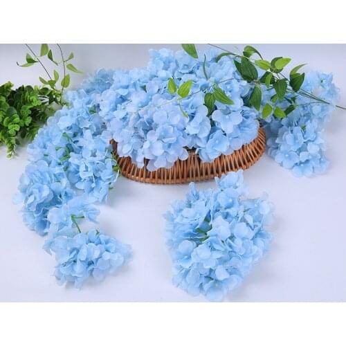 Colorful Decorative Flower Head Artificial Silk Hydrangea DIY Home Party Wedding Arch Background Wall Decorative Flower 100pcs