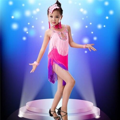 Sexy Child latin Dance Dress for Girls Fringe Latin Dance Competition Samba Salsa Costumes for Kids