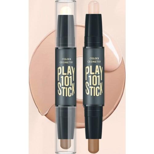 Dual-use Nose Shadow Repair Highlighter Powder Concealer Shadow Repair Pen Highlighter Double-ended V Face Trimming Stick TSLM1