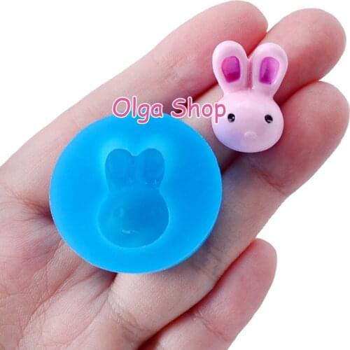 DYL511 14.9mm x 22mm Rabbits Head Silicone Mold Fondant Cake Decoration Candy Resin Clay Earrings Necklace Craft Soap Candle