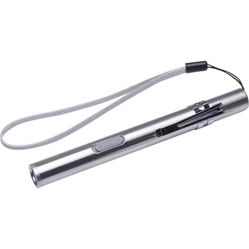 1 Pc LED Flashlight USB Rechargeable High-light Pocket Stainless Steel Light Electric Torch for Camping Hiking Fishing Outdoor