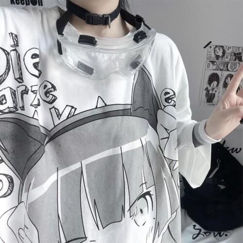 Harajuku Cartoon Anime Womens T-shirt Summer Womens Loose Short Sleeve Oversized Top T-shirt Gothic Style y2k
