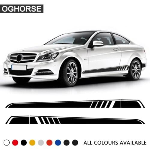 Racing Sport Door Side Stripes Skirt Vinyl Decal Sticker for Mercedes Benz C class W204 Coupe C63 C180 C200 C300 AMG Accessories