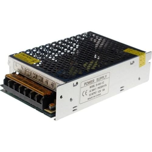 12V5A 60W Power Supply Switch Metal Case Transformer for CCTV Camera Security System with AC110-240V Input for IN-DOOR Use Only