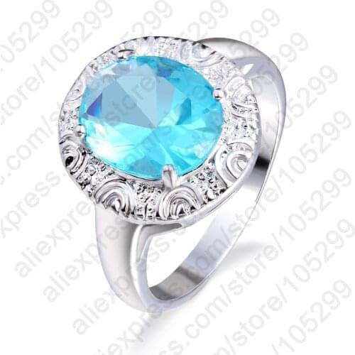 Exquisite Jewelry Round 925 Sterling Silver Wedding Rings For Women Bijoux Cubic Zircon Crystal Engagement Rings Accessory