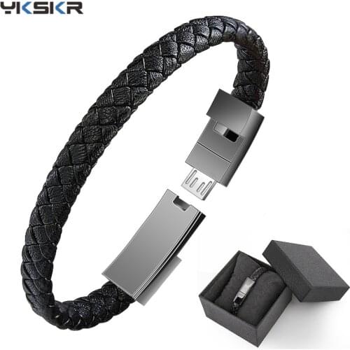 Hot Real Leather Mini Micro USB Bracelet Charger Data Charging Cable Sync Cord For iPhone 6 6s 7 Plus Android Type-C Phone Cable