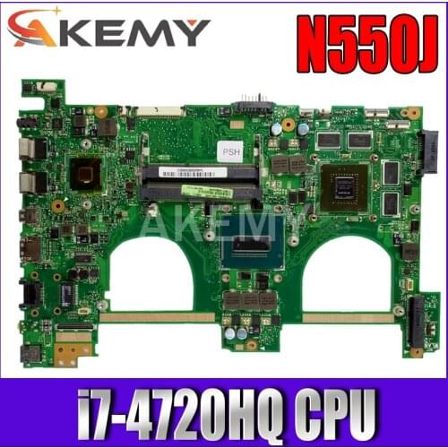 Akemy G550JX N550JX Laptop Mainboard For Asus N550JX G550JX N550JV G550J N550J Laptop motherboard i7-4720HQ CPU GTX950M