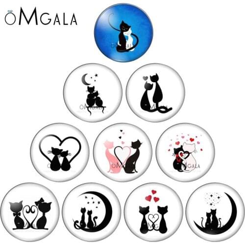 Fashion Lovely Cartoon Cats Lovers 12mm/18mm/20mm/25mm Round photo glass cabochon demo flat back Making findings