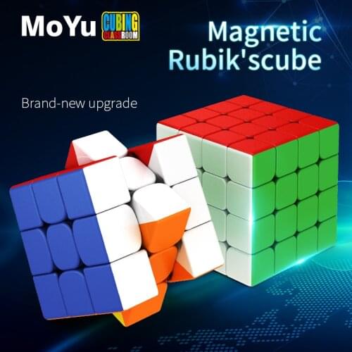 Moyu 2020 RS4M Magnetic 4x4x4 Magic Cube 3x3 Speed Puzzle RS3 M 4x4 3x3x3 Cubo Magico Educational Toy GamePlastic Stickers