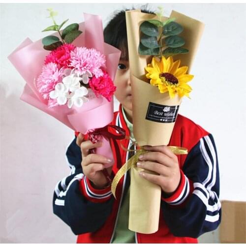 Sunflower Soap Flower Popular Wedding Pure Fresh Decoration Photo Props Bouquet Dried Flowers Birthday Present Accessories 1pc