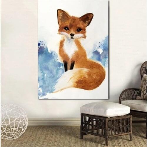 Canvas Wall Art HD Prints Watercolor Fox Animal Poster Home Cute Gift Decoration Painting For Bedroom Modular Pictures No Frame