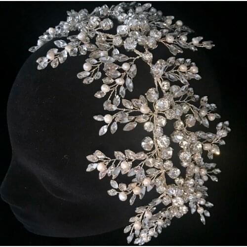 New Luxury Crystal Pearl Headpiece Tiara Bigger Custom Made Rhinestones Royal Queen Princess Pageant Party Crown Bridesmaids