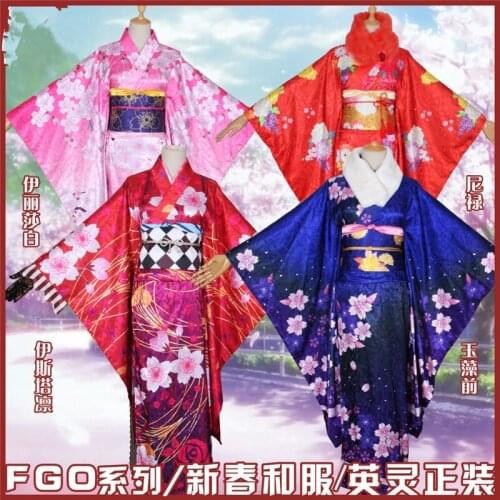 NEW Anime Fate Grand Order Tamamo No Mae Nero Ishtar Kimono Cosplay Costume Halloween Suit H