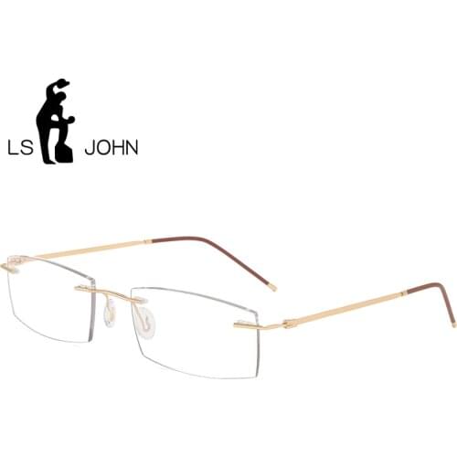 LS JOHN Rimless Reading Glasses Men Women Brands Designer Titanium Alloy Anti Blue Light Presbyopic Eyewear +1.0 to +4.0