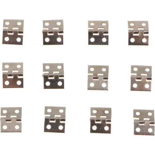 24Pcs Small Mini Metal Hinges Jewellery Box Dollhouse Hinge with Screws 8x10mm Golden and Silver Color