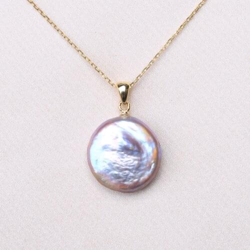 BaroqueOnly Natural Colorful Pearl Slide Pendant coin Shape Freshwater buttons Pearls 925 Silver Sterling flat pendant gifts PZQ