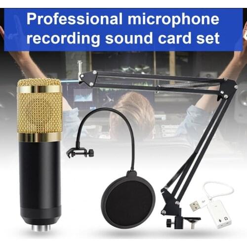 BM800 Microphone Kit with USB Soundcard Professional Podcast Condenser Mic for PC Karaoke Youtube Studio Recording Mikrofon