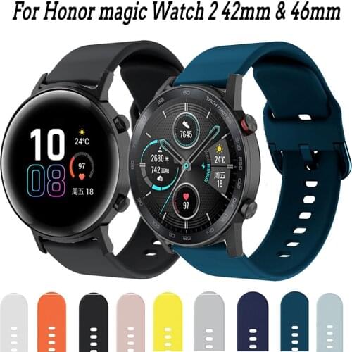 For Honor magic Watch 2 42mm 46mm Band Silicone Watchbands 20mm 22mm watch band bracelet For Huawei Watch GT 2 ремешок pulseira