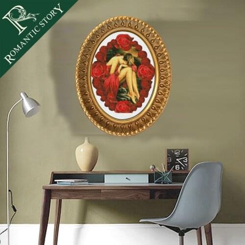 Romantic Story Rose Beauty Flowers Painting Cross Stitch Handmade Needlework DMC Cross-Stitch For Embroidery Kits 0839