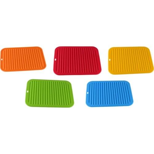 Silicone Wave Pattern Insulation Mat Kitchen Storage Dish Cup Drying Rack Holder Drainer Dryer Tray Tableware Water Drainning