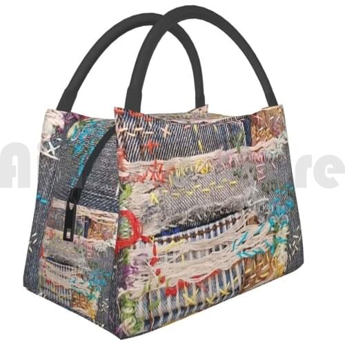 Cooler Lunch Bag Picnic Bag 2264 Embroidery Patchwork Visible Mending Slow Mending Matters