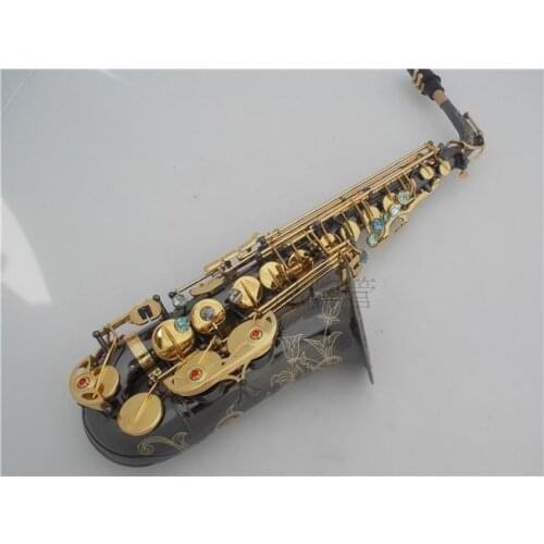 High Grade Carving Tube Body Saxophone Alto Black Nickel Gold Key Alto Sax Brass Musical Instrument With Case Mouthpiece Free