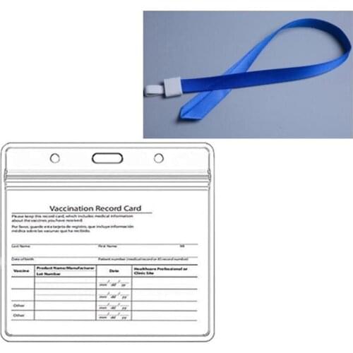 10Pcs Card Protective Sleeve Storage Bags Transparent Waterproof Work ID Card Holder Cover Record Card Tag Case With Lanyard