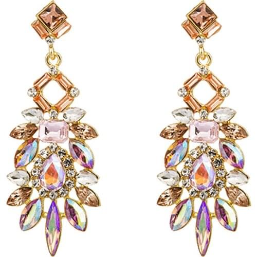 ZHINI New Summer Bohemian Colorful Long Earrings for Women Fashion Accessories Crystal Zircon Dangle Earrings Jewelry Gift