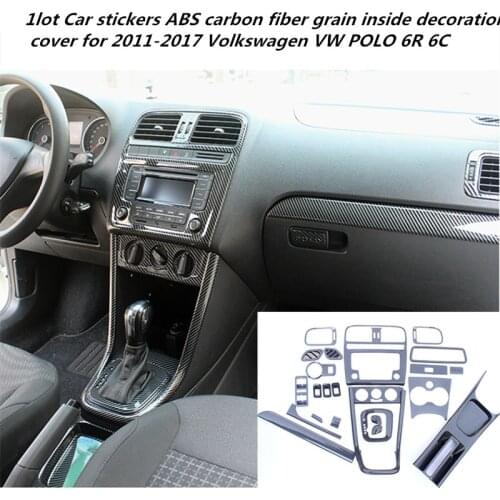 1lot Car stickers ABS carbon fiber grain inside decoration cover for 2011-2017 Volkswagen VW POLO 6R 6C