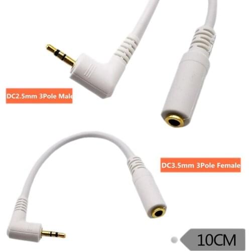 1pc White Stereo 2.5mm Male to 3.5mm Female Earphone Audio AUX Adapter Converter Cable Cord Gold