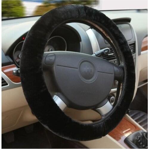 1 pcs Black Warm plush winter car steering wheel cover imitation wool Universal auto supplies car accessories