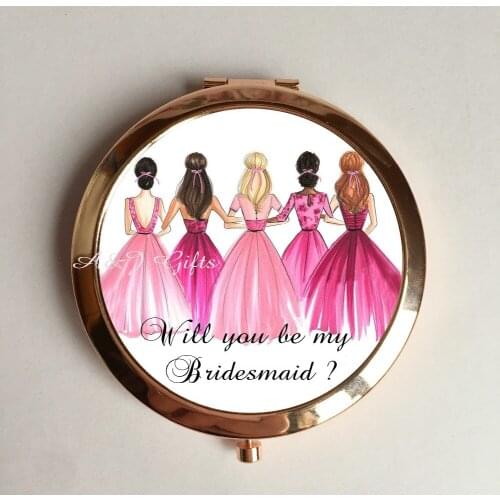 1pcs lot Custom name Portable Compact Mirrors Gf Birthday Valentines day Graduation Party Wedding proposal Bridesmaid gifts