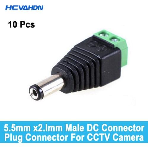 2020 Hot sale,10Pcs/lot 5.5mm*2.1mm DC Connector CCTV Power BNC Connector for CCTV Camera