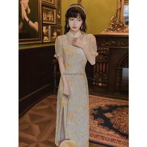 2021 sexy chinese dresses qipao dress oriental styled dresses chinese style modern cheongsam oriental dress elegant party dress
