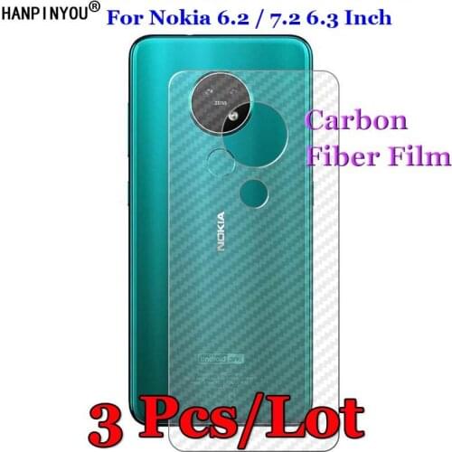 3 Pcs/Lot For Nokia 7.2 / 6.2 6.3" 3D Non-slip Clear Carbon Fiber Back Film Screen Protector Protective Sticker
