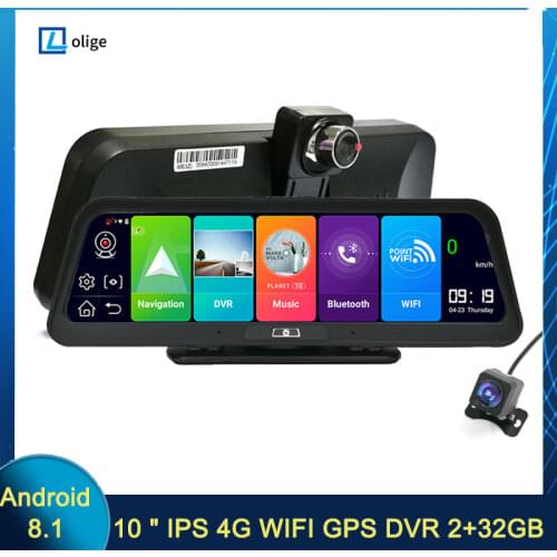 New 10" Dash Cam 4G Android 8.1 GPS Navigation car RearView Mirror Camera HD 1080P Car Auto Video Recorder Remote Monitoring DVR